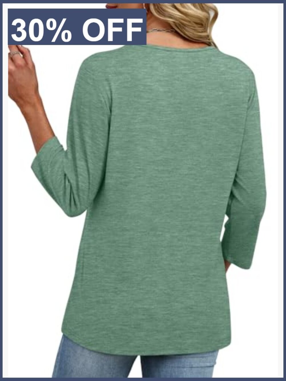 V Neck 3/4 Length Sleeve T Shirts for Women Dressy Casual Loose Fit - Picture 4 of 7